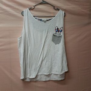 White tank top with dog picture